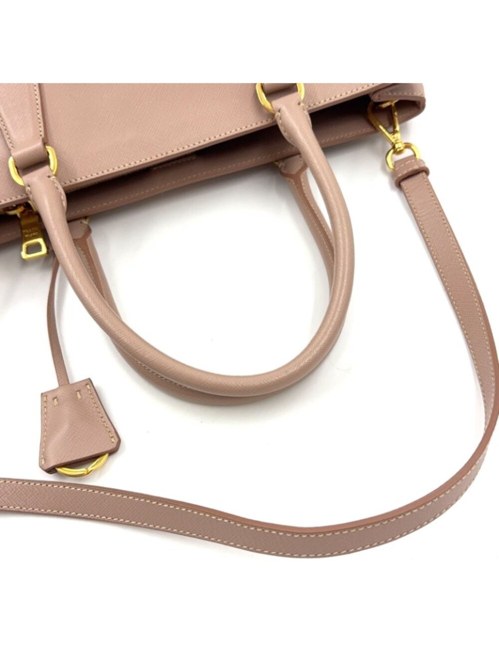 Prada Galleria Saffiano Leather Pink Beige Shoulder Bag Gold - Picture 8 of 15